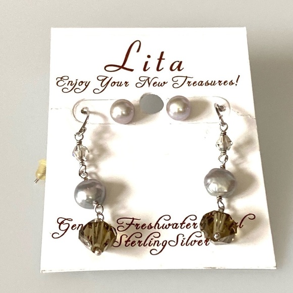 LITA Artisan 925 Sterling Silver Pearl Earrings - Picture 1 of 12